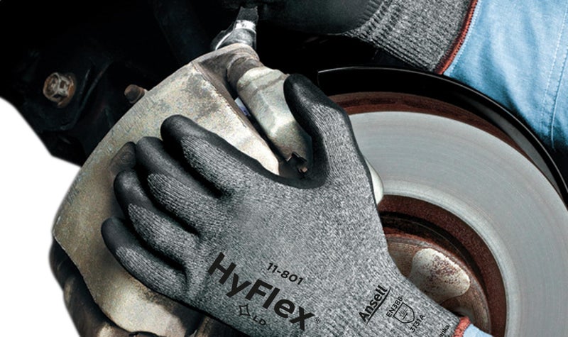 HyFlex Ansell HyFlex 11-801 Nylon Glove, Black Foam Nitrile Coating, Knit Wrist Cuff, X-Large, Size 10 (Pack of 12) - Image 2